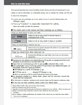 mazda familia 2013 2014 2015 & 2016 owners manual in english